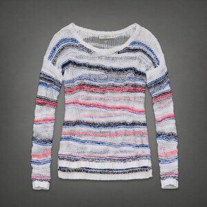 Abercrombie Multicolored Slouchy Striped Knit Open Stitch Sweater | Indie Sleaze
